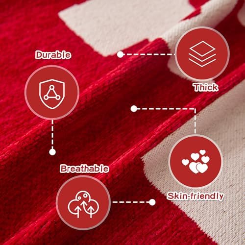 MEETSKY Christmas Couch Cover for Sectional Sofa, Chenille Loveseat Red Sofa Covers Washable for Pet Friendly Cedar Decorative Couch Covers, 71" x 134"