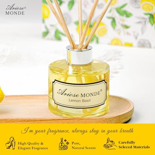 Reed Diffuser & Candle Gift Set, Lemon Oil Diffuser for Bathroom Decor
