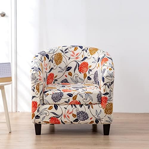 NILUOH Club Chair Slipcover 2 Piece Stretch Tub Chair Cover Round Barrel Chair Covers Non Slip Armchair Covers Couch Covers with Elastic Bottom for Bar Counter Living Room (01)