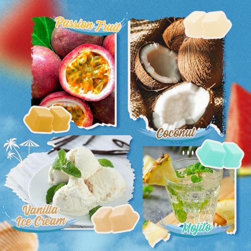 Summer Wax Melts Gift Set, Long Lasting Soy Scented Wax Cubes for Wax Warmers, Coconut, Pineapple, Watermelon, Mojito, Passion Fruit, Vanilla Ice Cream, Ocean Breeze, Fresh Cotton, 8x2.6 oz
