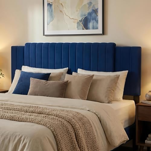 Upholstered Headboard Full/Queen/King Size，Adjustable Height & Width, Blue