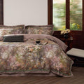 Garden Flower Duvet Cover Set Queen,3 Pieces Pink Floral Duvet Cover with 2 Pillow Shams Smooth Silky Long Staple Cotton Bedding Set-Queen,90x90 Inch