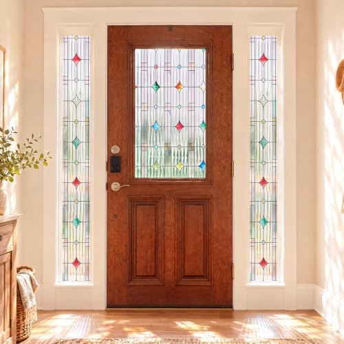 Stained Glass Window Film, Reeded Glass Film Static Cling, 11.8" x 78.7"