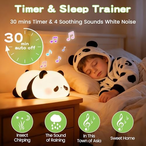 FAMIDUO Panda Night Light with White Noise, Sound Machine for Baby Toddler