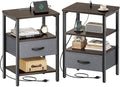 SUPERJARE Nightstand Set of 2 with Charging Station, USB-C Port, End Tables