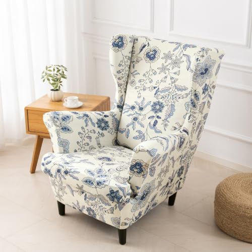 HZDHCLH Wingback Chair Slipcovers 2 Piece Velvet Stretch Washable Cover