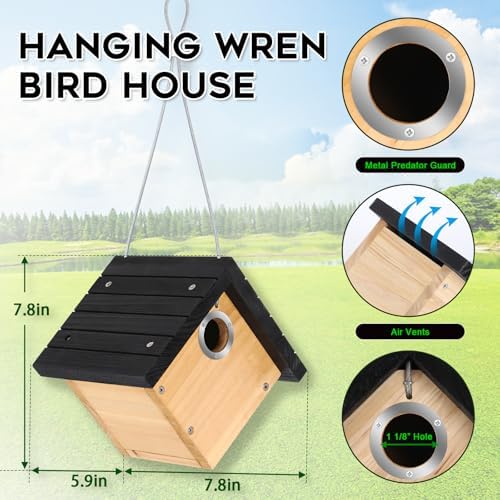 Gtongoko Hanging Wren Bird Houses for Outside with 1-1/8" Entrance 1 Pack