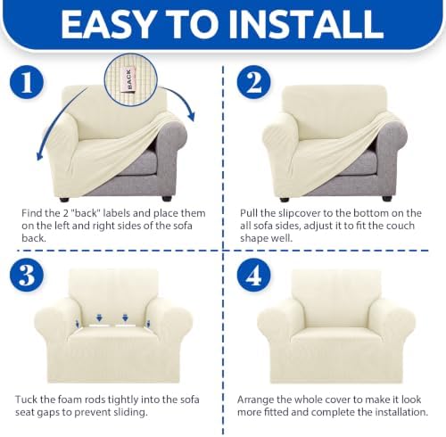 KEKUOU Stretch Chair Sofa Slipcover, Single Couch Cover,Beige
