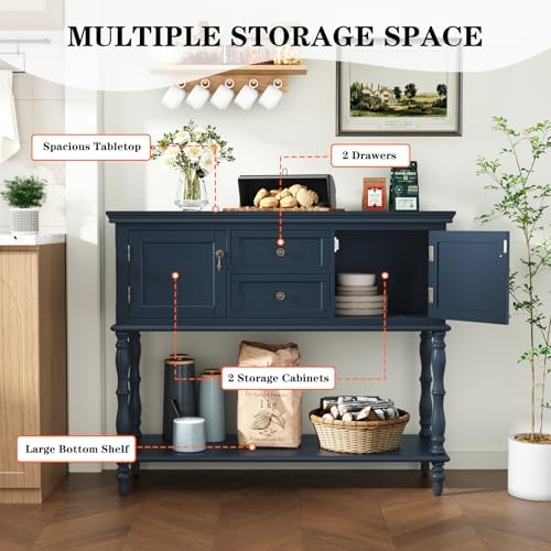 ARTPOWER Console Table with 2 Drawers, Retro Entryway Table with 2 Door