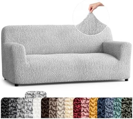 PAULATO Premium Stretch Couch Covers for Sofa - Sofa Chair Cover Washable, Dogs & Pets Friendly - Elastic Polyester Loveseat Slipcovers - Non-Slip Love Seat Couch Covers - Light Grey (64"-85" Wide)