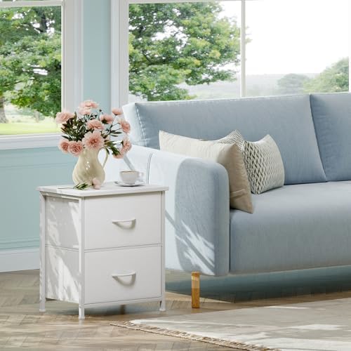 Somdot Nightstand Set of 2 with 2 Drawers, Small Night Stands for Bedroom