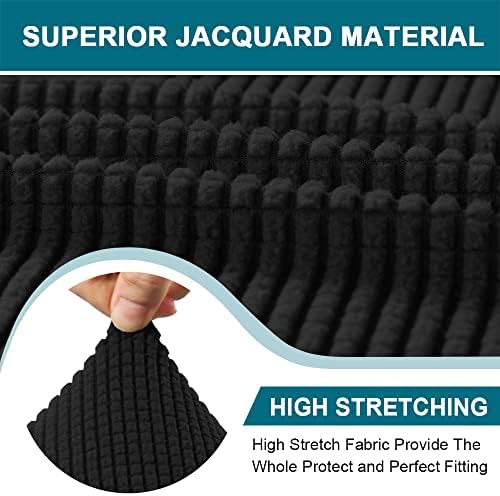 Turquoize 4 Piece T Cushion Sofa Slipcovers Stretch Couch Cover Furniture Covers with 3 Individual T Cushion Covers, Machine Washable (3 Cushion Sofa, Black)