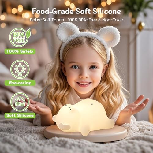 FAMIDUO Sleepy Snoring Bear Night Light,Novelty Nursery Nightlight for Kids