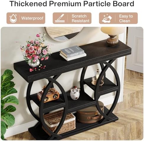 Tribesigns 39.4" Console Table, 4-Tier Sofa Table, Accent Tables, Black