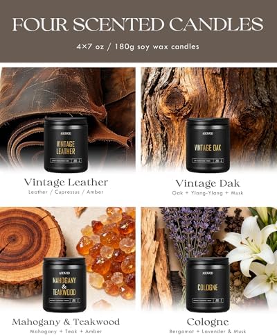 AOOVOO Scented Candles for Men - 4 Pack Candles for Home Scented