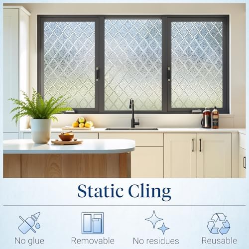 Haton Window Privacy Film, Decorative Frosted Film, Lattice 11.8" x 78.7"