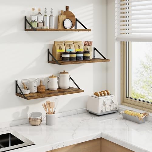 Axeman Deep Floating Shelves, 24'' x 10'' Brown Wall Shelves Set of 2