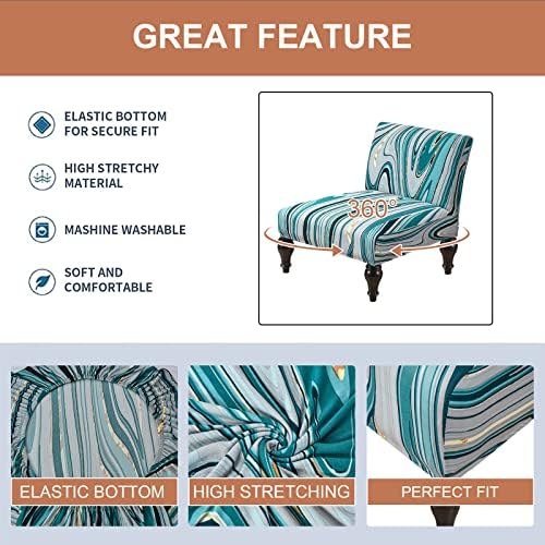 Eco-Ancheng Armless Chair Slipcover - Removable, Washable, Printed Accent Chair Covers for Living & Dining Room