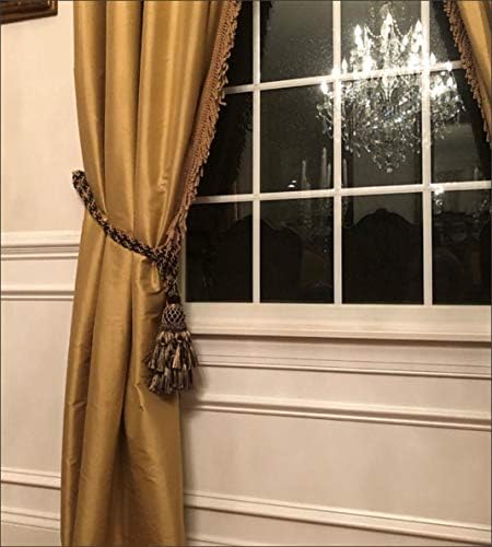 DÉCOPRO Lavish Large Curtain & Drapery Hand Crafted Tassel Tiebacks Tassel Length 9" (22.5cm) 34" Spread (86cm) (TBIL1) Golden Medley Black #K9C4 (Pure Black Yellow Gold Light Gold) Individually Sold