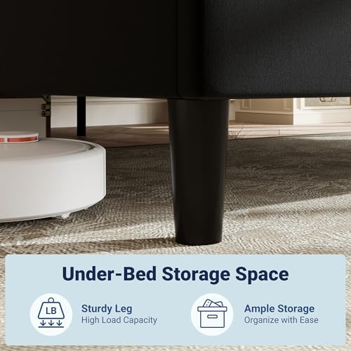 Allewie Queen Platform Bed Frame with Velvet Upholstered Headboard