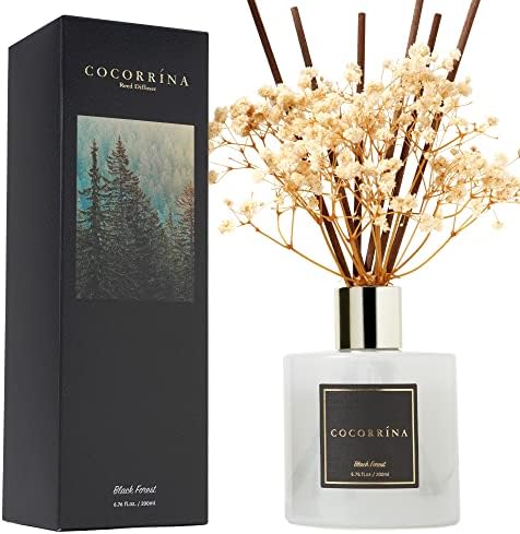 Cocorrína Reed Diffuser Sets, 6.7 fl oz. Black Forest Diffuser with Sticks Home Fragrance Reed Diffuser for Bathroom Shelf Decor