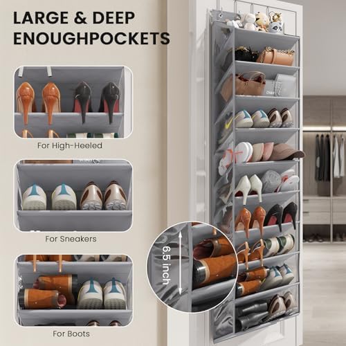 Mefirt XXL Clear Over the Door Shoe Organizer for Closet Fit 30 Pairs ﻿