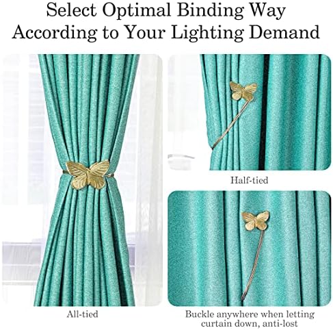 Lewondr Curtain Tie Magnetic, 1 Pair Vintage Curtain Drapery Holdback, Gold