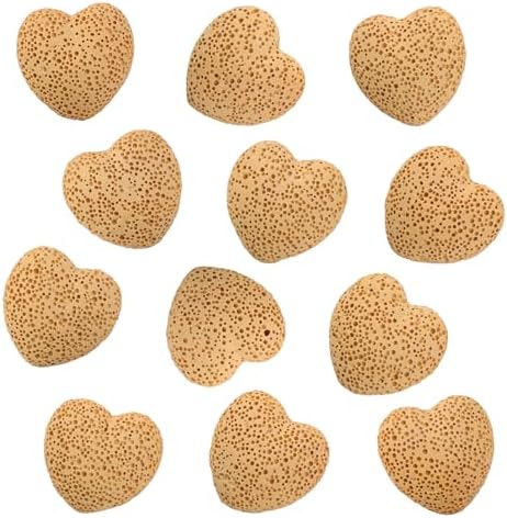 rockcloud 10 PCS 0.9" Yellow Lava Rock Stone Heart Shape Pocket Stones