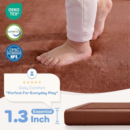1.3" Thick Baby Play Mat for Floor,59x79 Large Memory Foam Tummy Time Mat