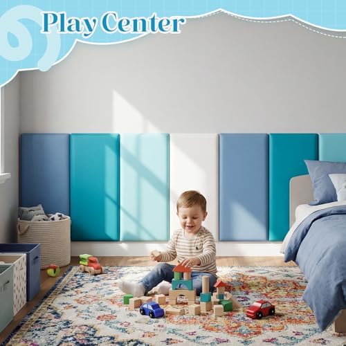 Hahafelt 8 Pack Wall Padding Headboard 23.62" x 11.81" x 1.18" Blue Colors