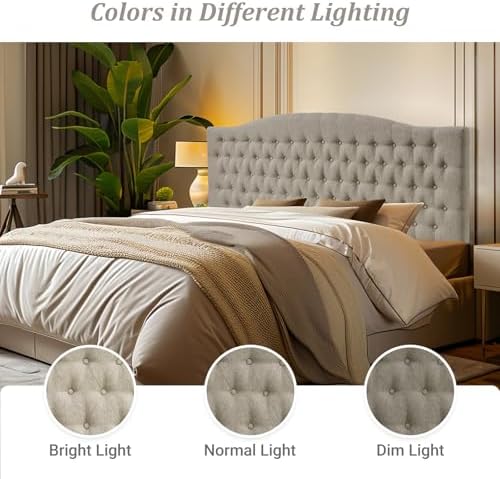 Furpopup Linen King Size Headboard Only, Upholstered Wall Mount, Linen