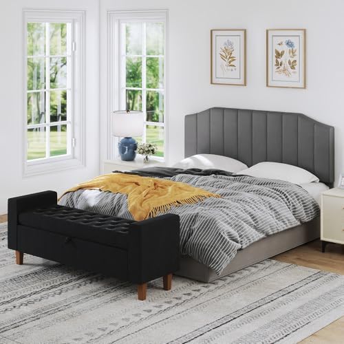 Furpopup Velvet King Headboard Only, Wall and Bed Frame Mount, Dark Gray