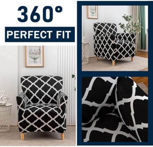 Accent Chair Covers with Arms Stretch Mid Century Modern Accent Chair Slipcovers 1-Piece Printed Banquet Arm Chair Cover Couch Sofa Covers Protector for Living Room Office Hotel #12