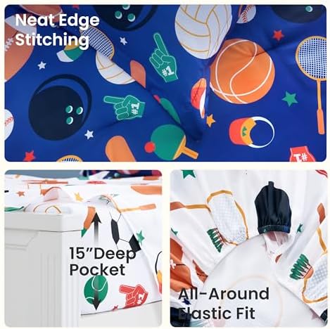 Joiedomi Kids Comforter Set Bedding Set for Boys Girls Super Soft Microfiber Bed in a Bag with Comforter Sheets Pillowcase Sham, Blue Ball Sports, Full