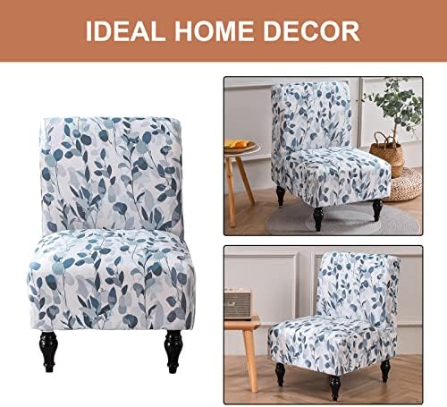 Eco-Ancheng Armless Chair Slipcover Removable Armless Accent Chairs Covers Washable Armless Slipper Chair Slipcover Printed Armless Chair Furniture Protector Covers for Living Dining Room Hotel