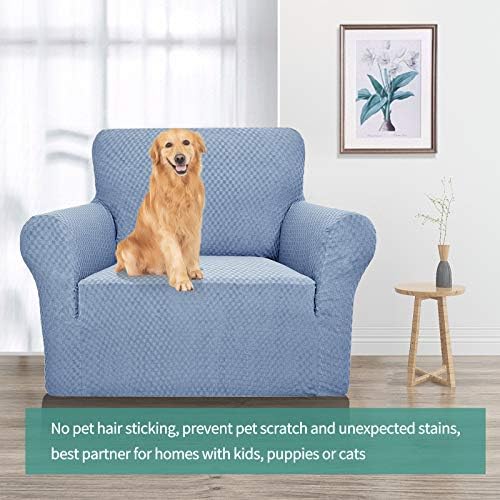 YEMYHOM Couch Cover Latest Jacquard Design High Stretch Sofa Chair Covers for Living Room, Pet Dog Cat Proof Armchair Slipcover Non Slip Magic Elastic Furniture Protector (Small, Light Blue)