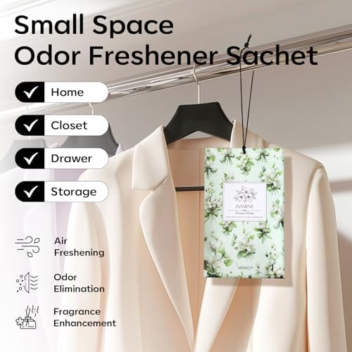 MYARO 20Pcs Jasmine Scented Sachets, Closet Deodorizer Car Air Freshener