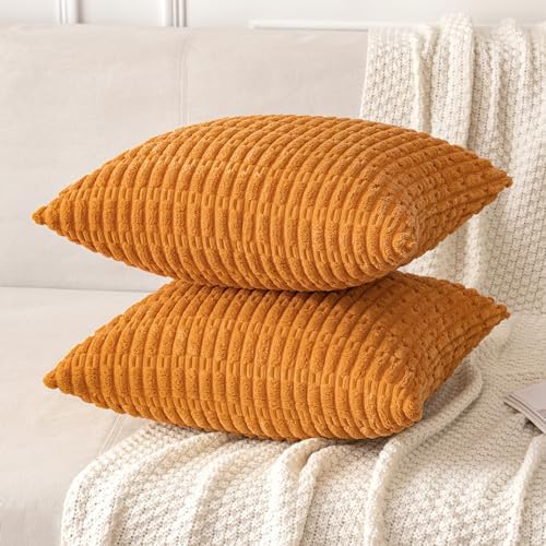 MIULEE Fall Decorative Throw Pillow Covers 16x16 Burnt Orange Pack of 2