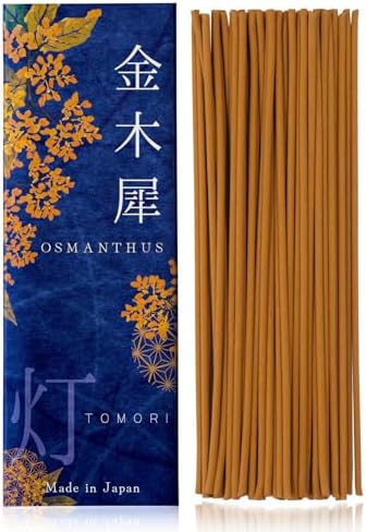 Osmanthus Premium Japanese Incense Sticks 60sticks Coreless Low Smoke Natural Charcoal Free Non Toxic Aromatherapy Meditation Calming Stress Relief Relaxation Yoga TOMORI