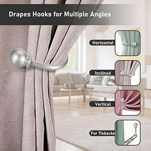 Sumnacon Curtain Holdbacks 2 Pcs Wall Mounted Curtain Tiebacks,Silver
