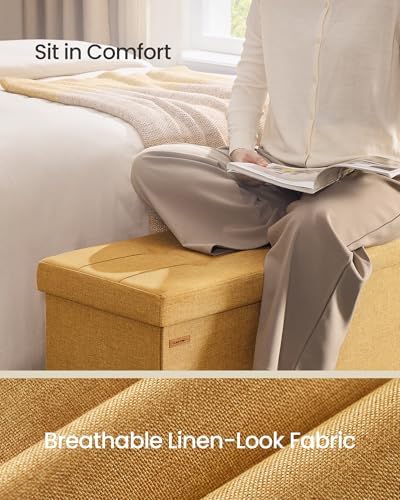 SONGMICS 43.3 Inches Folding Storage Ottoman Bench, Load 660 lb