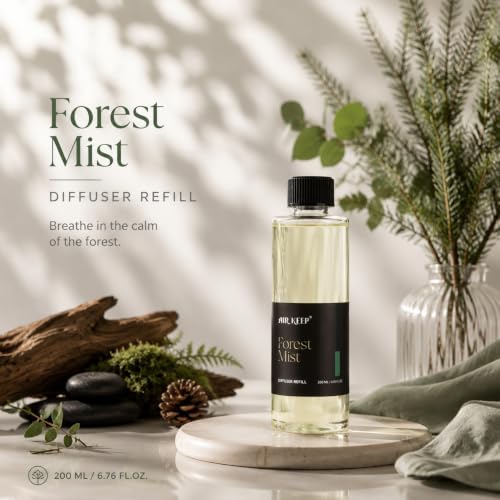 Airkeep Forest Mist Reed Diffuser Refill – 6.76 fl oz – Premium Scented Oil for Home Aromatherapy – Long-Lasting Fragrance for Reed Diffusers – Perfect for Bathroom, Bedroom & Home Decor