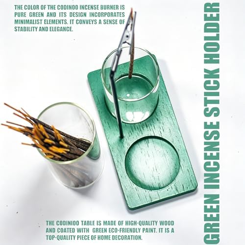 2 in 1 Incense Holder for Sticks Incense Burner Holder with Storage,Glass Upside Down Incense Holder for Sticks with Glass Ash Catcher for Meditation Yoga Spa Room Home Decor[Green]