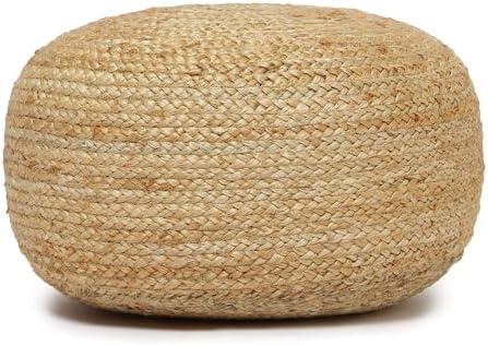 · REDEARTH · Jute Circular Low Pouf - Pouffe Foot Stool - Natural, Set of 2