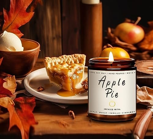 Fall Candles, Apple Pie Scented Candle for Home- Fall Scented Candles Gift Set for Women & Men, Autumn Aromatherapy Candle for Holiday, Thanksgiving, Cozy Home Décor，Long-Lasting Fragrance，7 oz