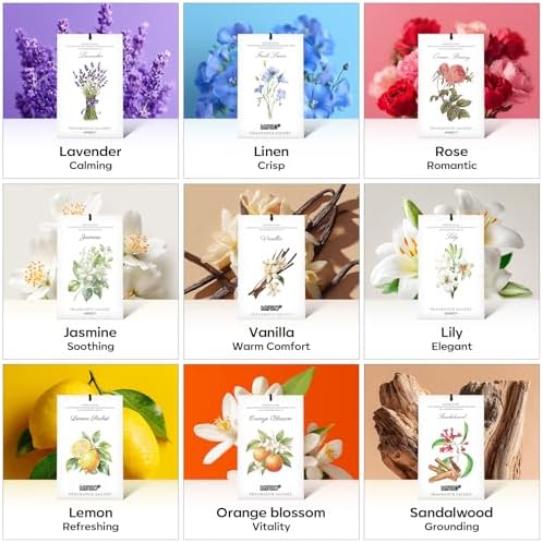 MYARO 12 Pack Vanilla Scented Sachets, Closet Deodorizer Car Air Freshener