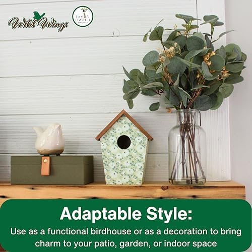 Wild Wings Decorative Bluebird House Olive Blossoms, Green