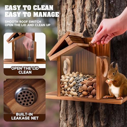 Gnodary Squirrel Feeders for Outside, Durable Squirrel House for Outdoor - Chipmunk Feeder, Squirrel Food for Backyard Squirrels Hold Corn, Corn Cob, Peanuts (Beige Brown)