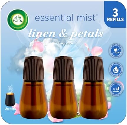 Air Wick Essential Mist Diffuser Oil Refill, Linen & Petals, 3 Count