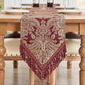 Loom and Mill Luxury Damask Table Runner 90 Inches Long, Wine Red